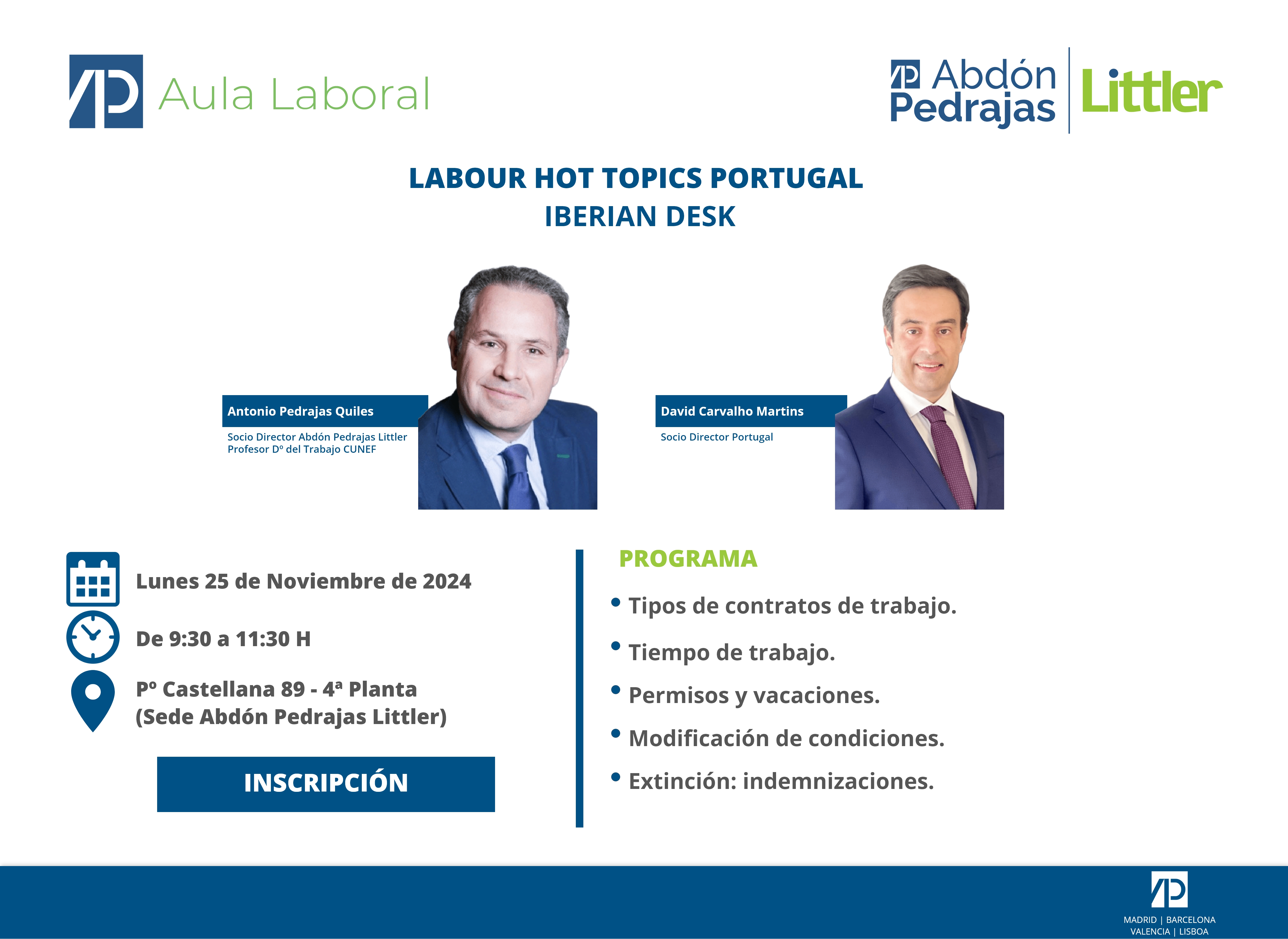 SESIÓN AULA LABORAL.- LABOUR HOT TOPICS | PORTUGAL Y ESPAÑA (IBERIAN DESK)