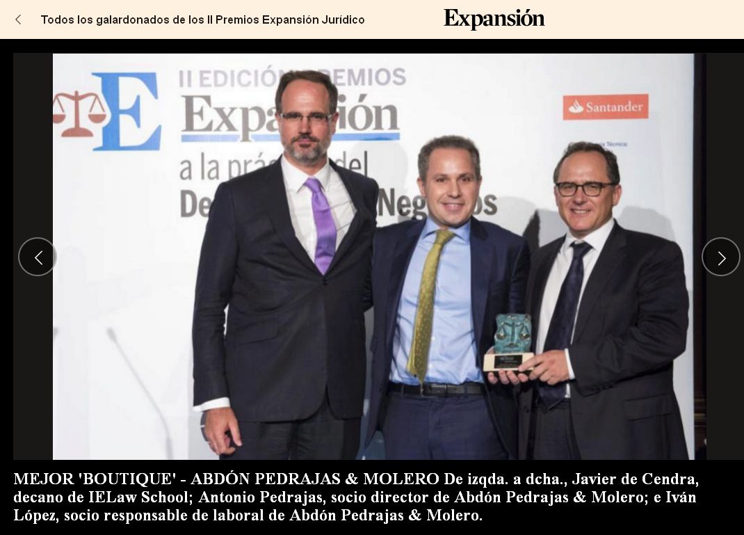 Mejor Boutique Legal de España - II Edición Premios Expansión